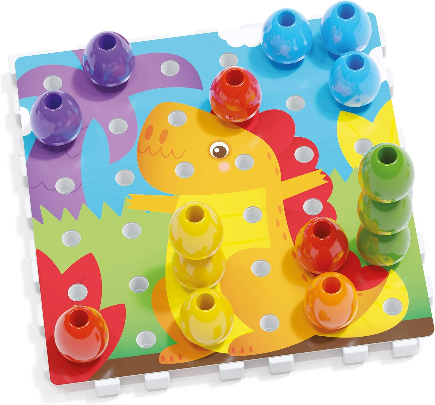 Quercetti - Jumbo Peggy Medium - Stacking Peg Toy with Illustrated Cards and 9 Linking Boards and 36 Pegs, for Kids Ages 2 Years + image number 1