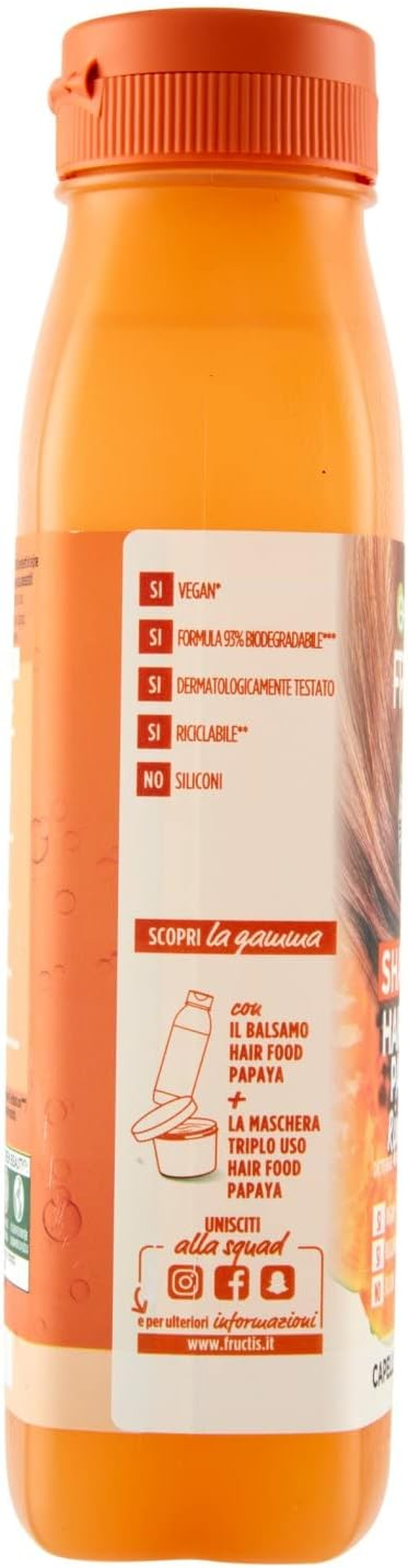 Garnier Fructis Hair Food Papaya Repair Shampoo for Damaged Hair, 96% Natural Ingredients, Silicone Free image number 1