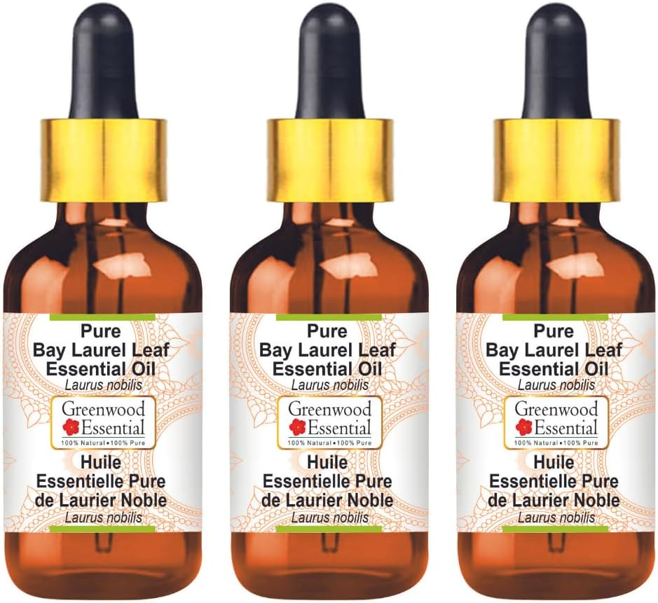 Greenwood Essential Pure Bay Laurel Leaf Essential Oil (Laurus Nobilis) with Glass Dropper Steam Distilled for Personal Care (Pack of Three) 100Ml X 3 (10Oz) image number 5