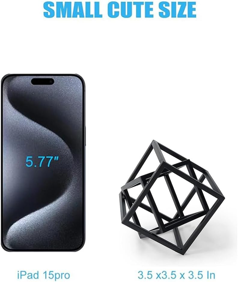 Dreamseden Small Geometric Sculpture, Metal Cube Decorative Ornaments Modern Home Decor Accent image number 4