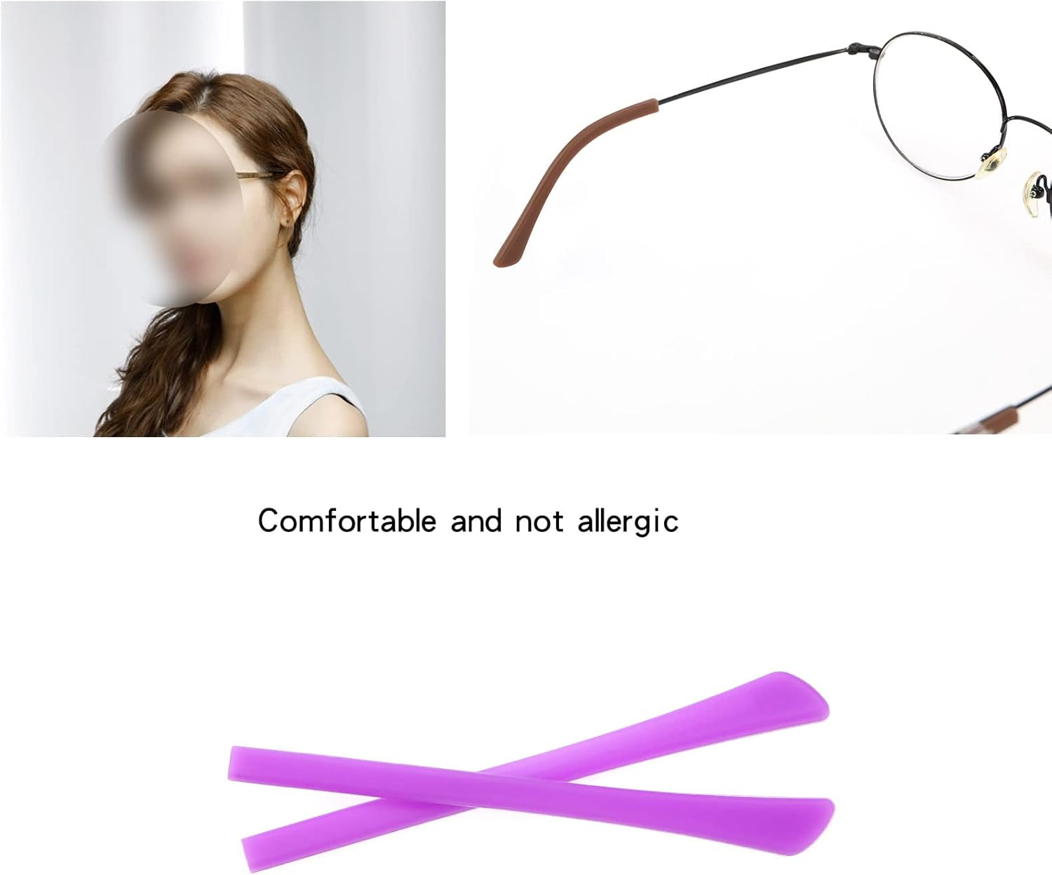 VGOL 10 Pairs Glasses Temple End Tips Colourful Anti-Slip Silicone Eyeglass End Tips Ear Sock Pieces Comfortable Replacements in Black/Brown/Red/White/Purple image number 1