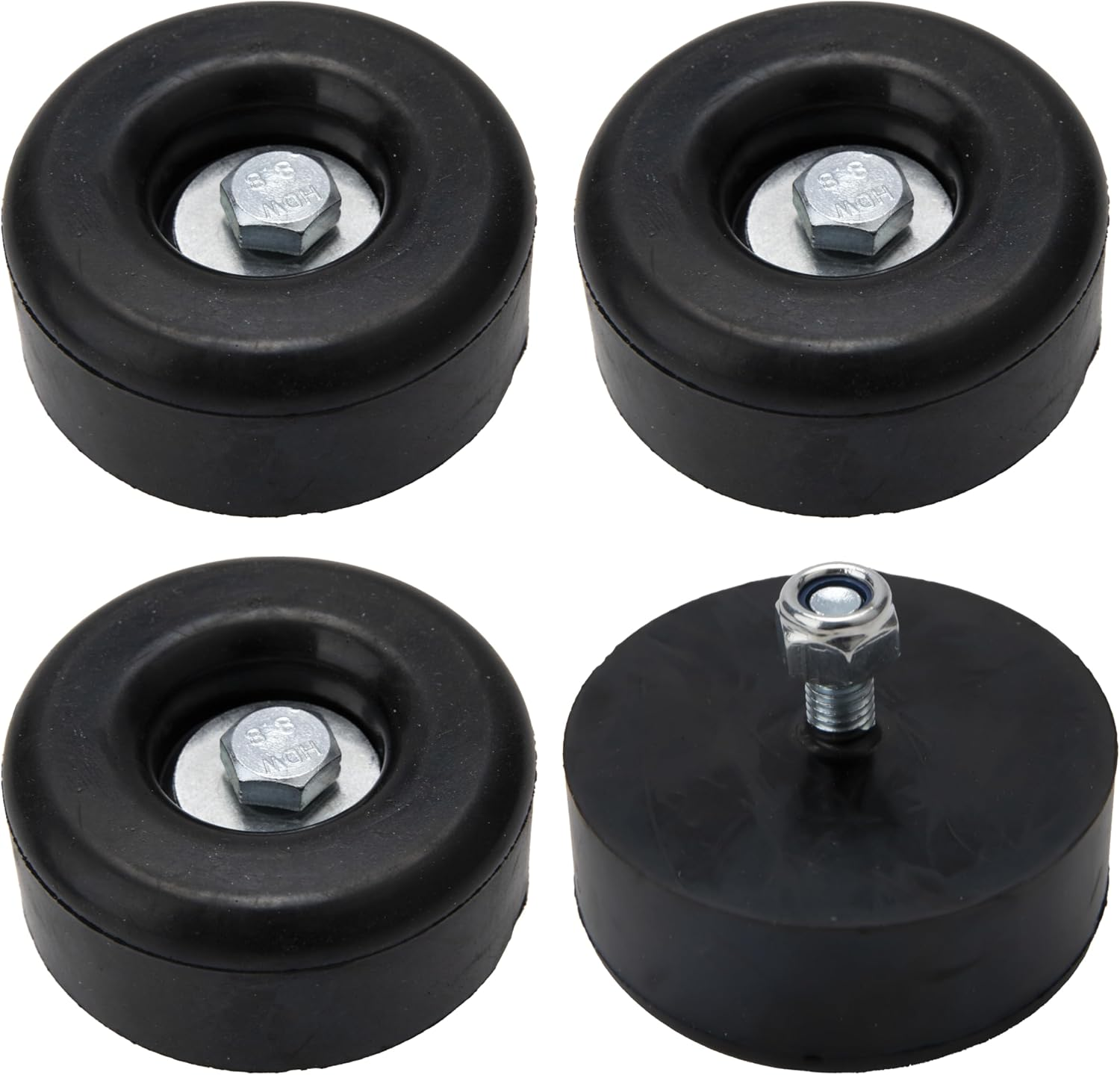 Round Rubber Trailer Bumpers, 2.5 Inches, Door Ramp Stop with Hardware, 4 Pack image number 6