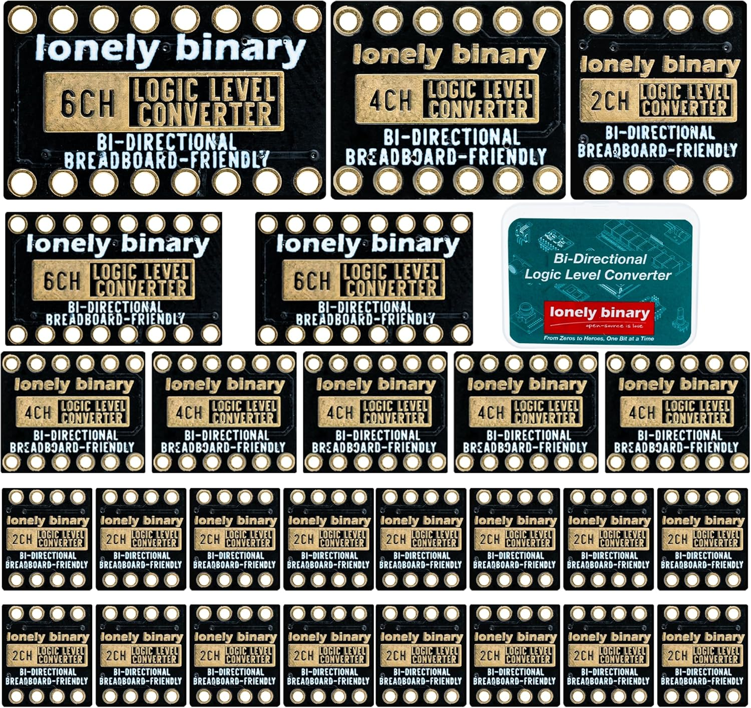 27Pcs Logic Level Converter Kit &ndash; Lead-Free Bi-Directional Voltage Shifters (2CH, 4CH, 6CH) Gold Edition image number 3