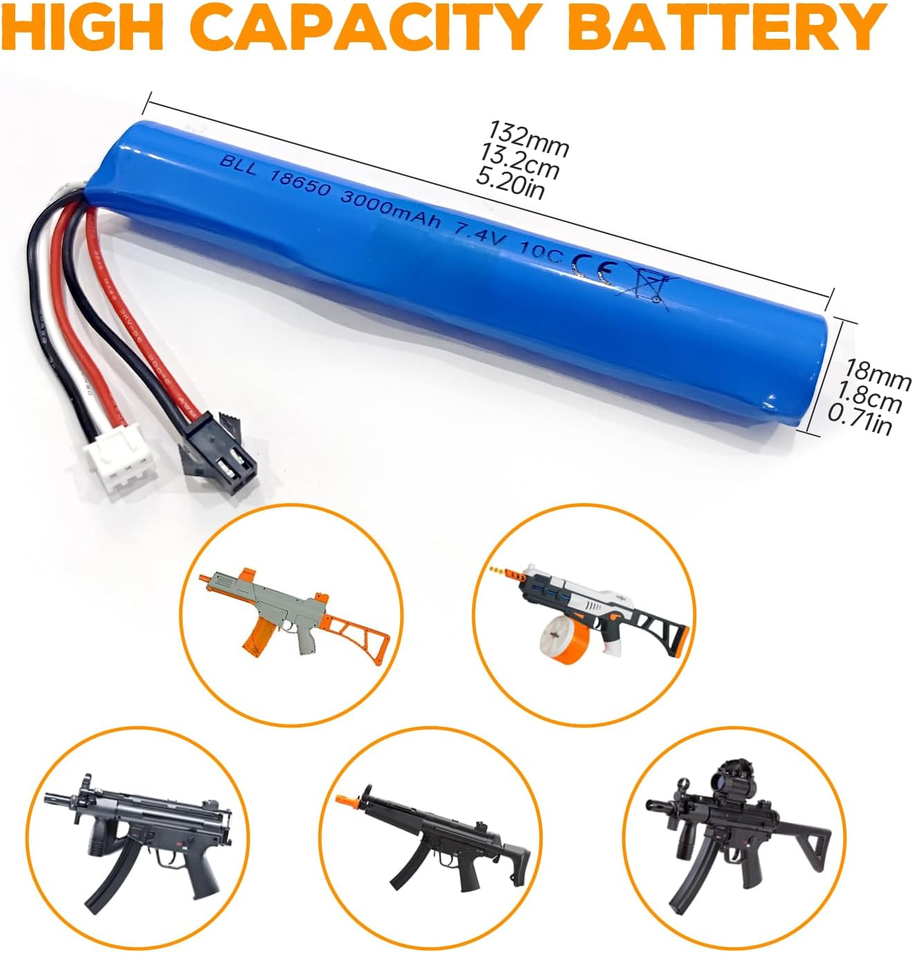 Fytoo 2PCS 7.4V 10C 3000Mah with SM-2P Plug and 2In1 Charger Suitable for MP5K M4 M110 SRB1200 SRB400 SRB400 SUB Air Gun Gel Water Droplet Explosion Toy Gun Remote Control Toy Car Battery