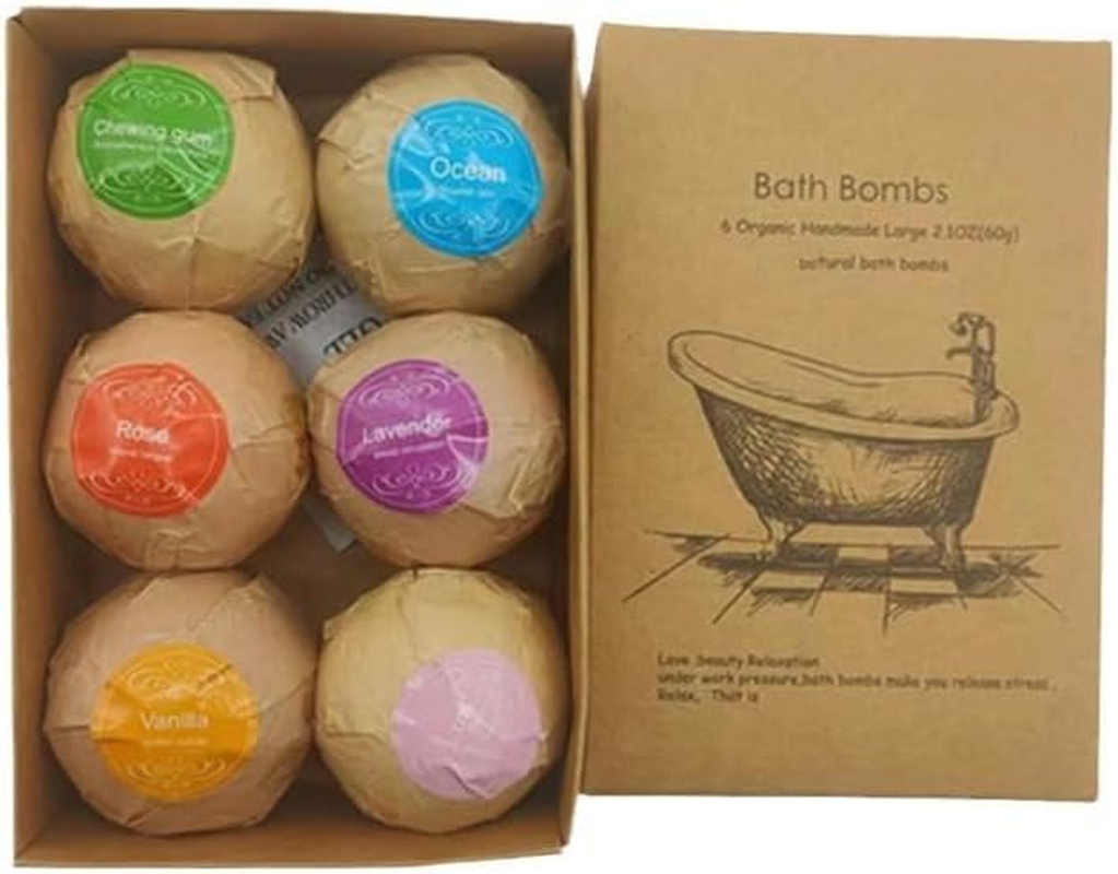 Bath Bombs Gift Set, 6 Handmade Bath Bombs with Essential Oils, Rich Fizz, Bubbles, Handmade Bath Bombs for Skin Moisturize image number 2