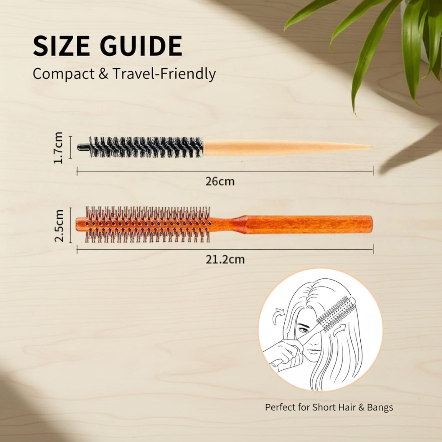 2 Pcs Mini round Hair Brush Set, 2-In-1 Nylon Bristles Styling Tool, Curly Blow Dry Brush for Thin Short Hair Bangs Women Men image number 1