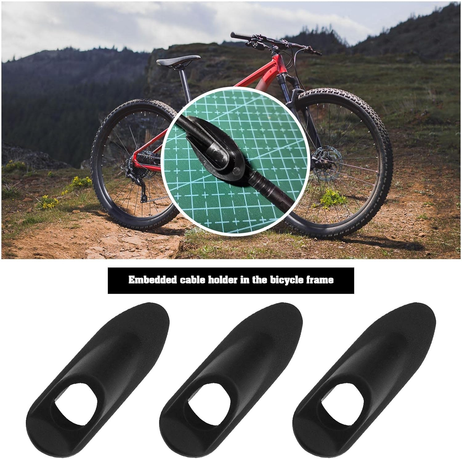 10Pcs Bike Line Pipe Clamp Replacement Bicycle Cable Clamps Bike Accessories for Brake Cable Derailleur Line Plastic Black