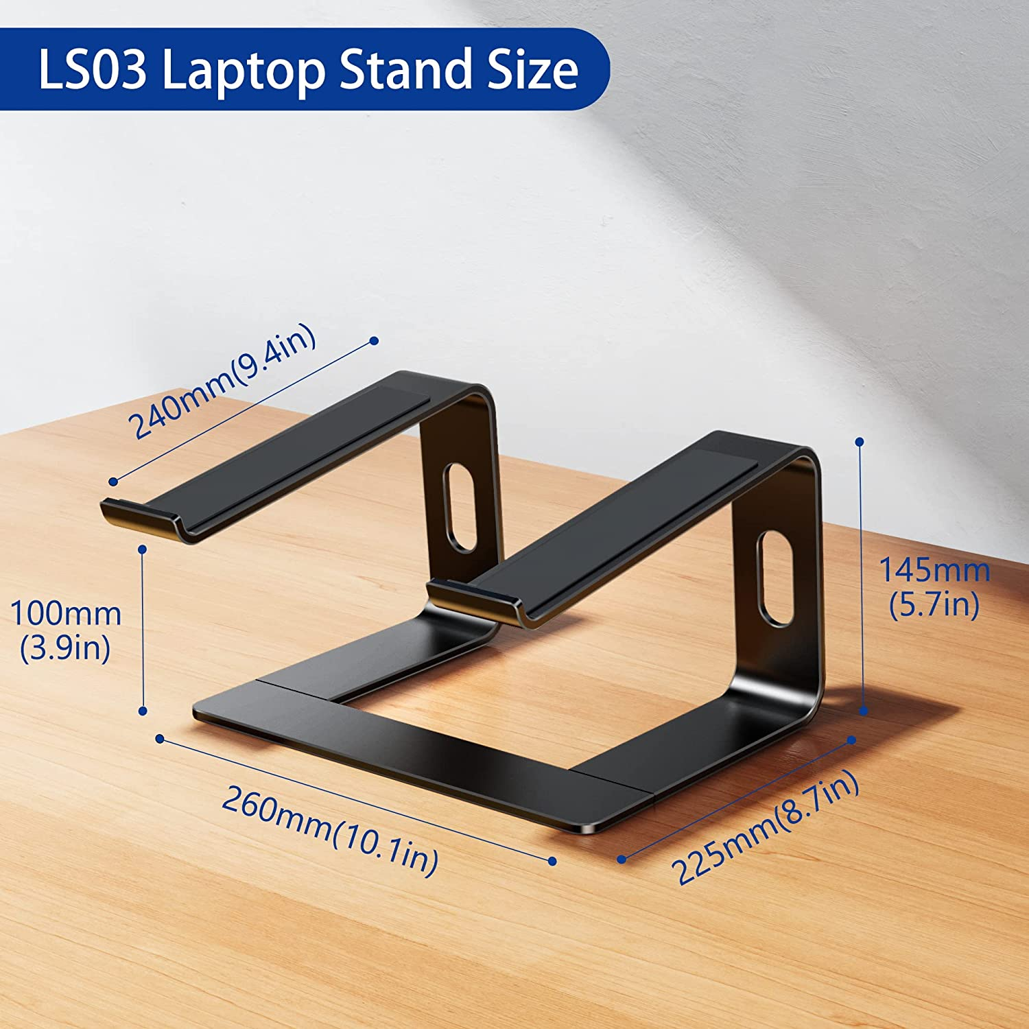 BESIGN LS03 Aluminum Laptop Stand, Ergonomic Detachable Computer Stand, Riser Holder Notebook Stand Compatible with Air, Pro, Dell, HP, Lenovo More 10-15.6" Laptops, Black image number 6