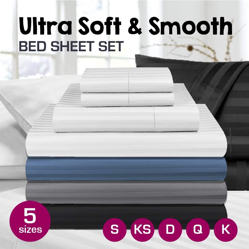 Luxor Linen Dreamfields 1000TC Ultra Soft Microfibre Sheet Set (Flat Sheet, Fitted Sheet, Two Pillowcases), Grey, Queen image number 2