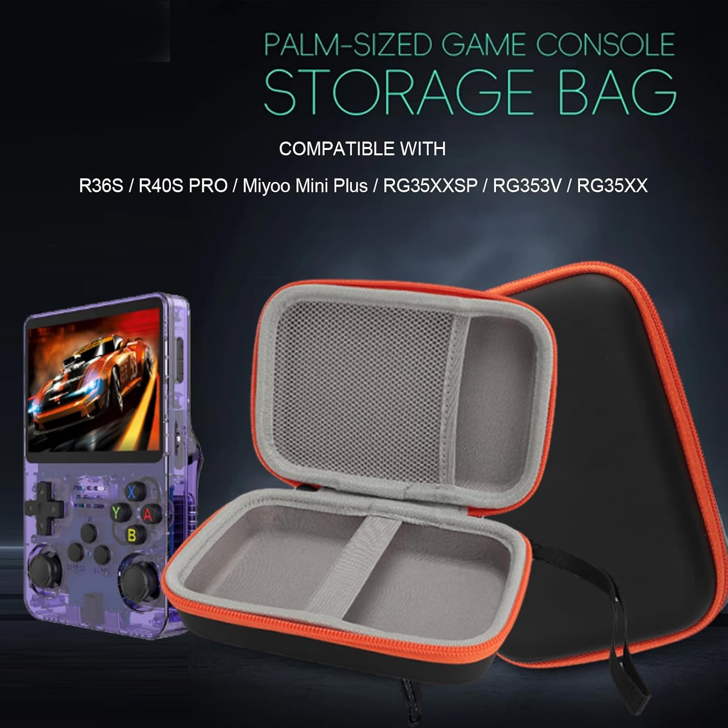 Game Console Case for R36S, R40S PRO, Miyoo Mini Plus, RG35XXSP, RG353V, RG35XX, Hard Shell Portable Carrying Case image number 1