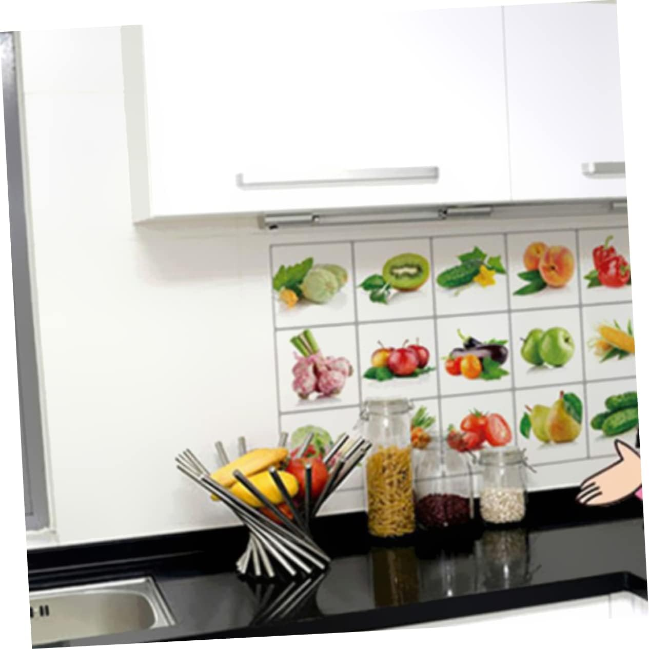 HOMSFOU Anti-Oil Kitchen Wall Stickers Removable Decals for Tile Decor Easy Application Repositioning for Smooth Surfaces Creative Kitchen Wall Art image number 2