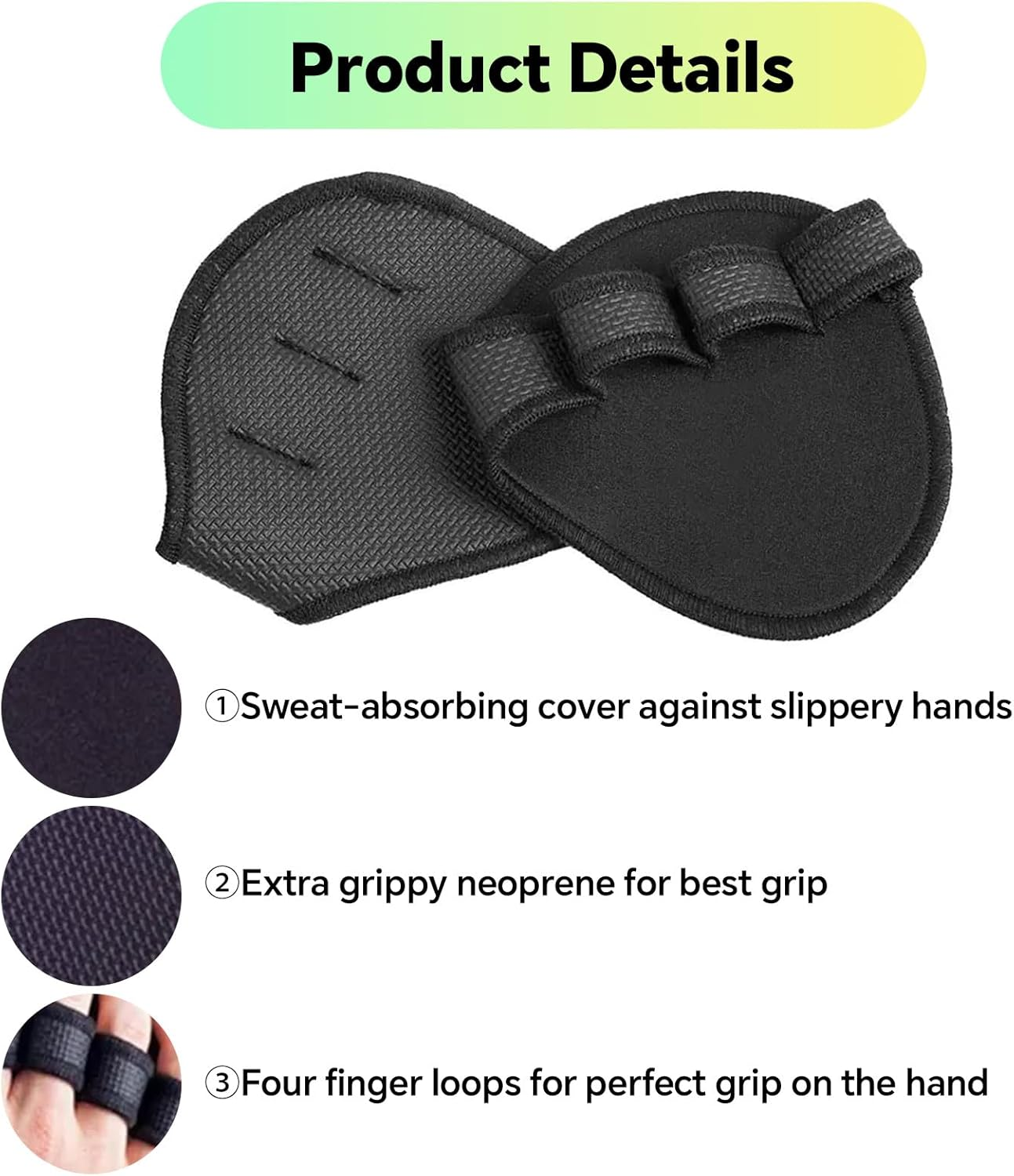 2 Pcs Gym Grips, Silicone Weight Lifting Grips Pads &ndash; Palm Protector Gloves for Men & Women,Ergonomic Anti-Slip Thin Grip Pads for Deadlifts, Pull-Ups, Gym Training image number 4