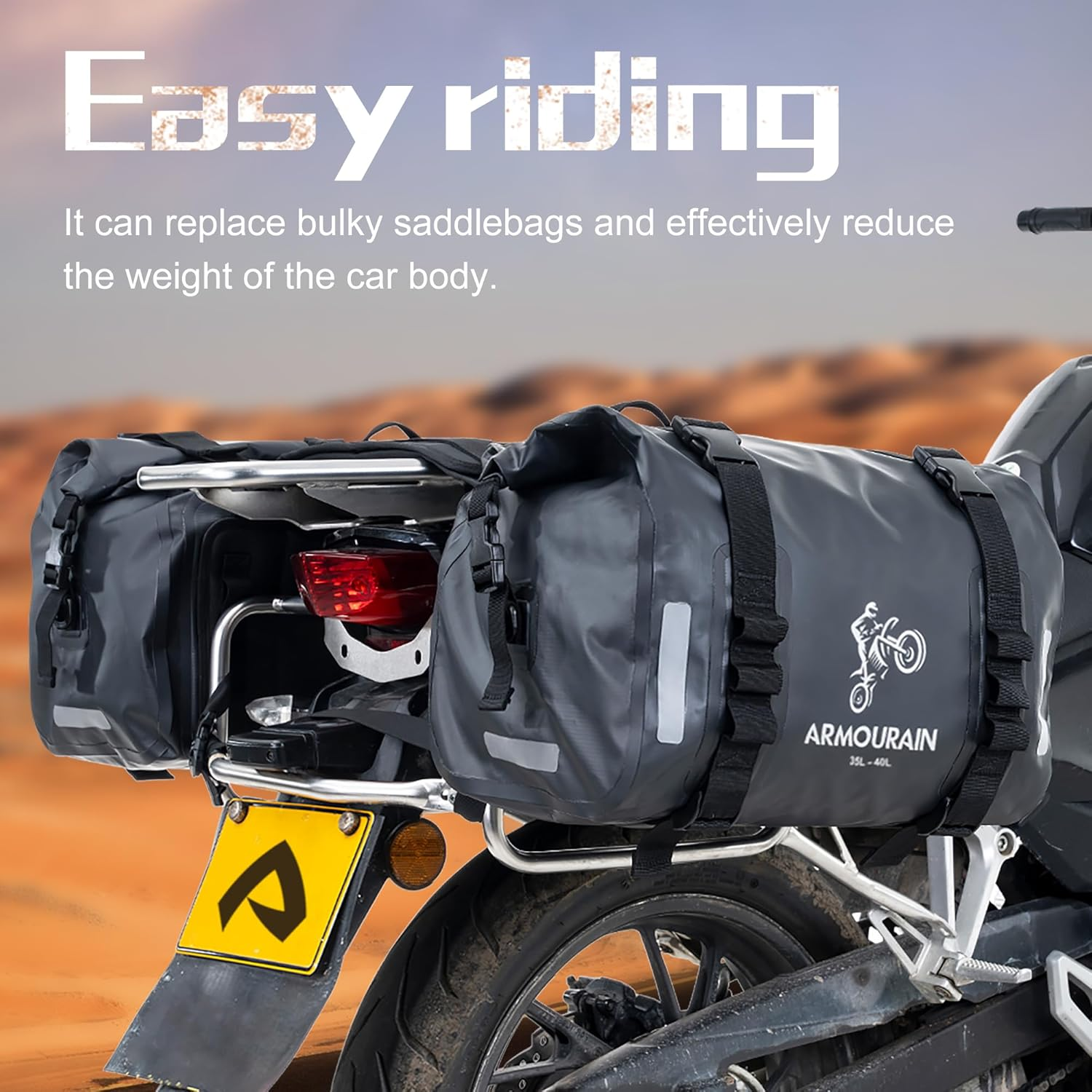 Motorcycle Saddle Bag 70L (35L*2) Motorcycle Equipment Cycling Rear Seat Bag (Black)