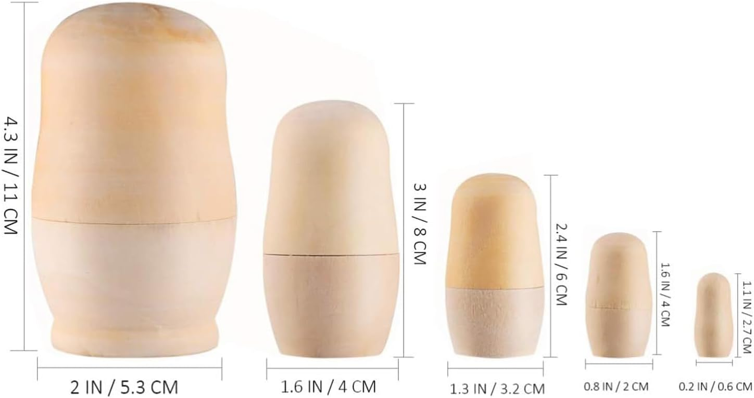 TOYANDONA 3 Sets Unpainted Russian Nesting Doll Blank Wooden Matryoshka Stacking Toy Make Your Own Doll for Christmas Kids Birthday Gift Home Decoration image number 4