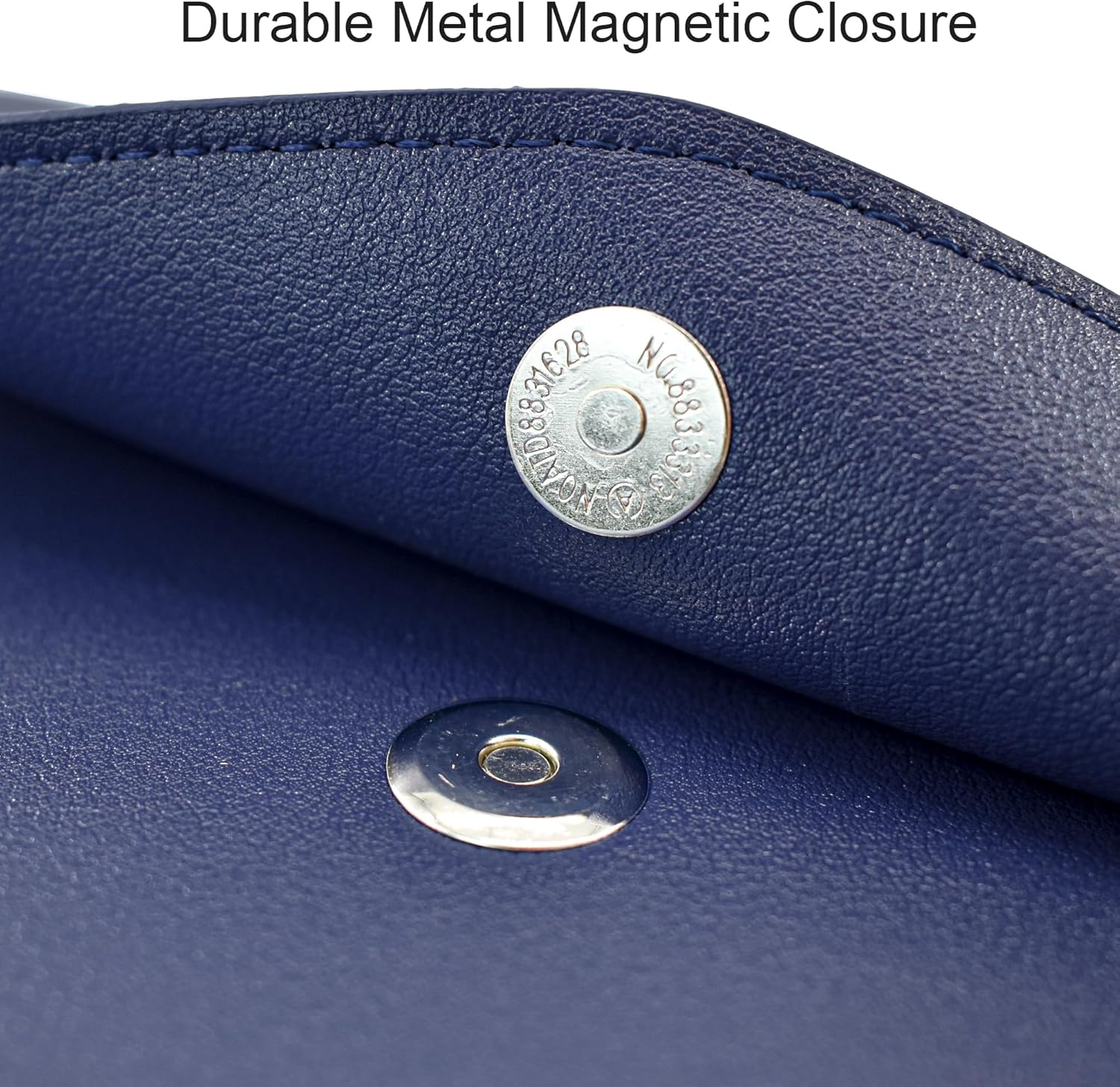 VANRA 1 Piece PU Leather File Folder Vertical A4 Document Holder File Envelope Waterproof Leather Portfolio Case Filing File Organizer for Letter Size with Magnetic Button Closure (Navy Blue) image number 2