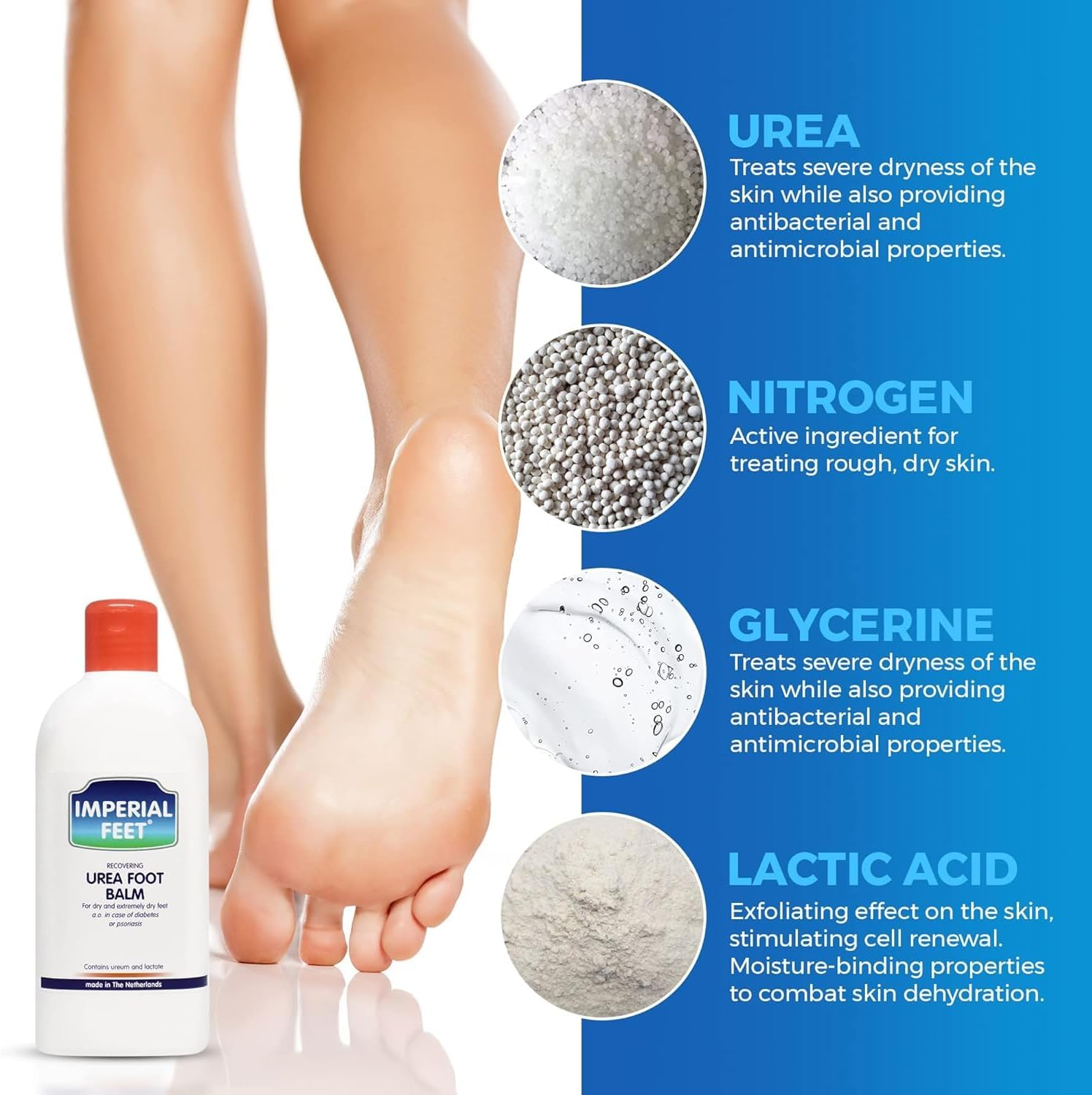 Imperial Feet Urea Foot Balm - Natural Urea Cream for Foot Care, Cracked Heel Repair, Rough Skin, Dryness, Calluses - Cleansing, Exfoliant - Wild Herb Extract - 150 Ml image number 5