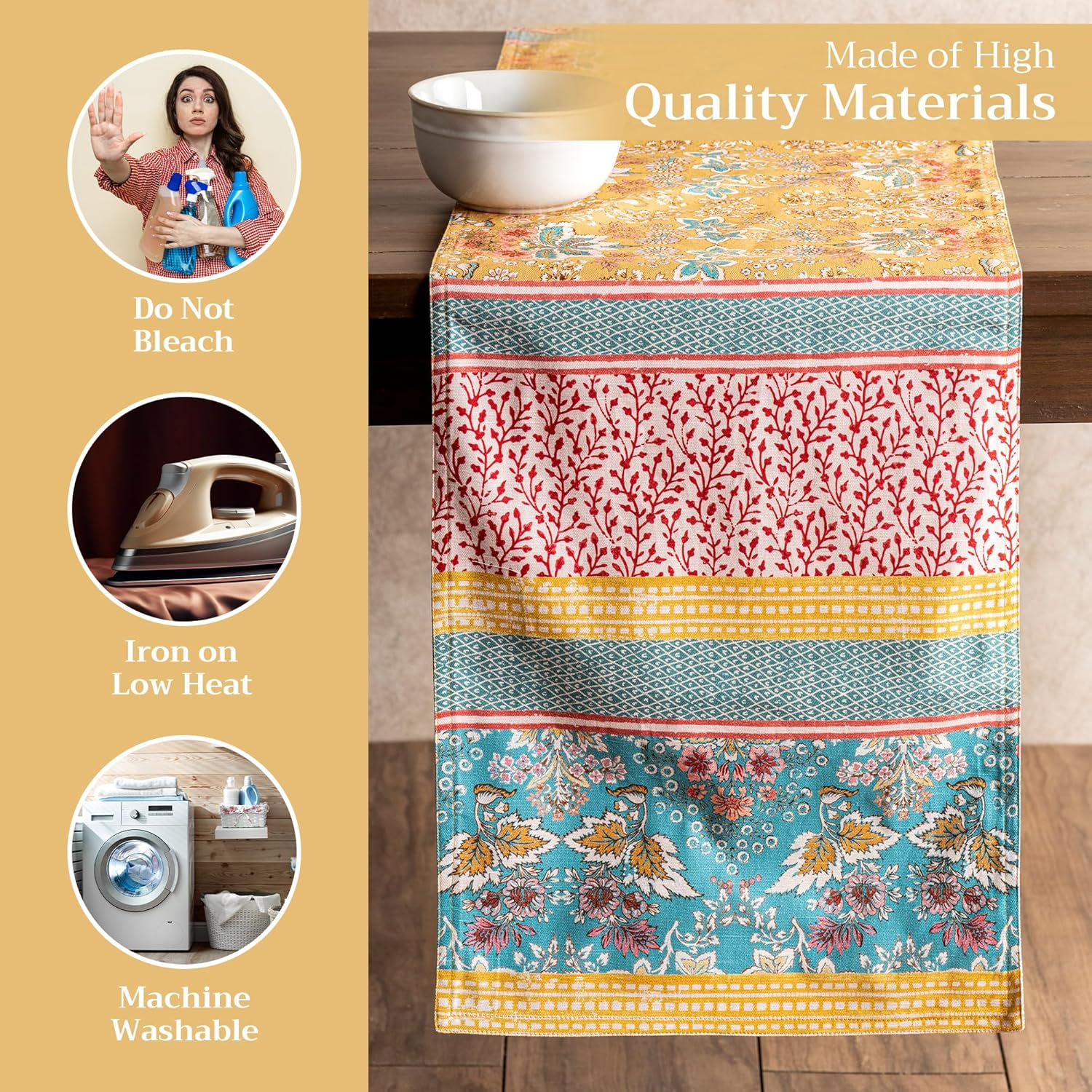 Maison D'Hermine Table Runner 100% Cotton Double Layer Table Runners 72 Inches Long Decorative for Home Kitchen Dining Party Baby Shower Wedding Bridal Shower Spring Summer (Marquise, 14.50" X 72") image number 1