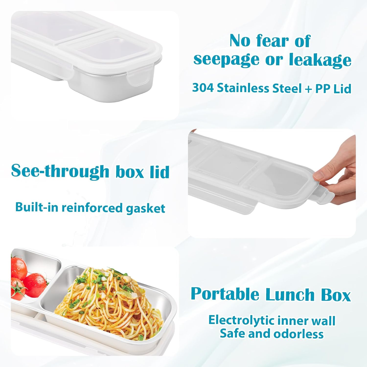 2 Pcs Stainless Steel Snack with Lid, 600/700Ml Leak Proof Crisper Compartment Box Reusable Snack Pack Container with Fork Spoon Utensil Organizer for Home Office Traveling image number 1