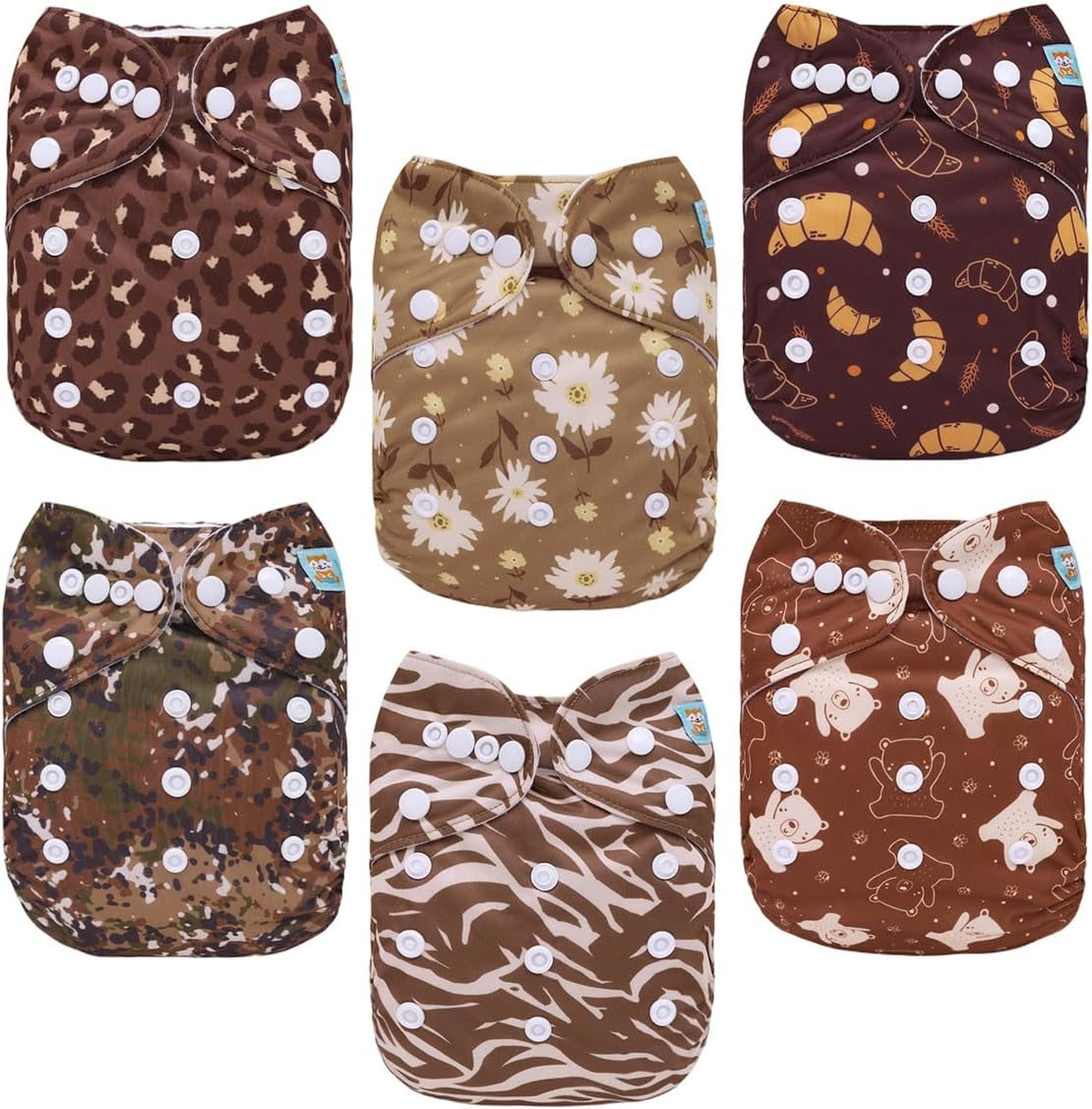 ALVABABY Baby Cloth Diaper 6 Packs with 30 Inserts Cloth Diaper Covers Adjustable Washable Reusable for Baby Girls Boys 6DM114-AU