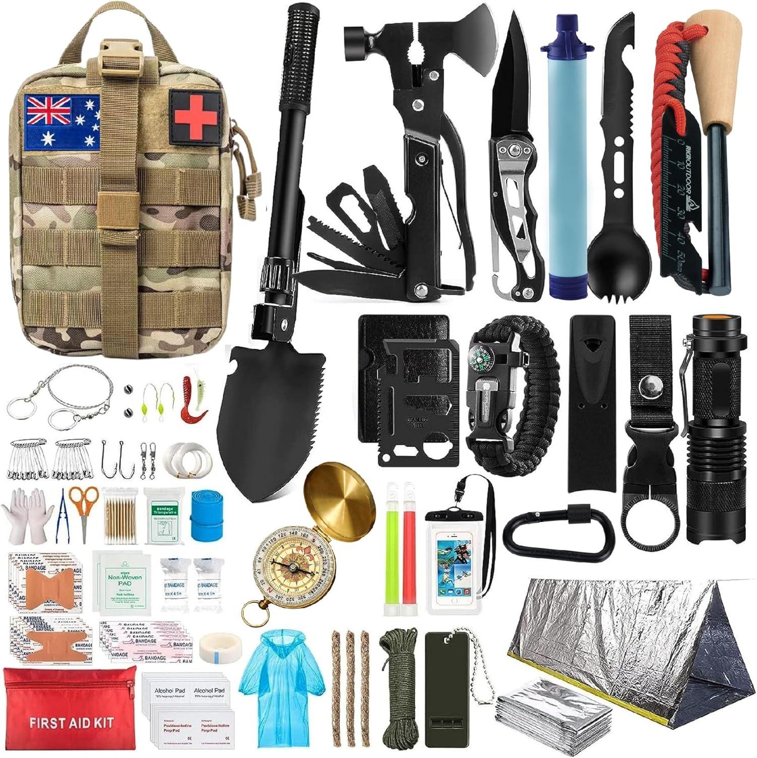 Survival Kit, 249 PCS Emergency & First Aid Kit with MOLLE System - Professional Tool for Camping, Earthquake, Adventure, Hiking & Hunting image number 1