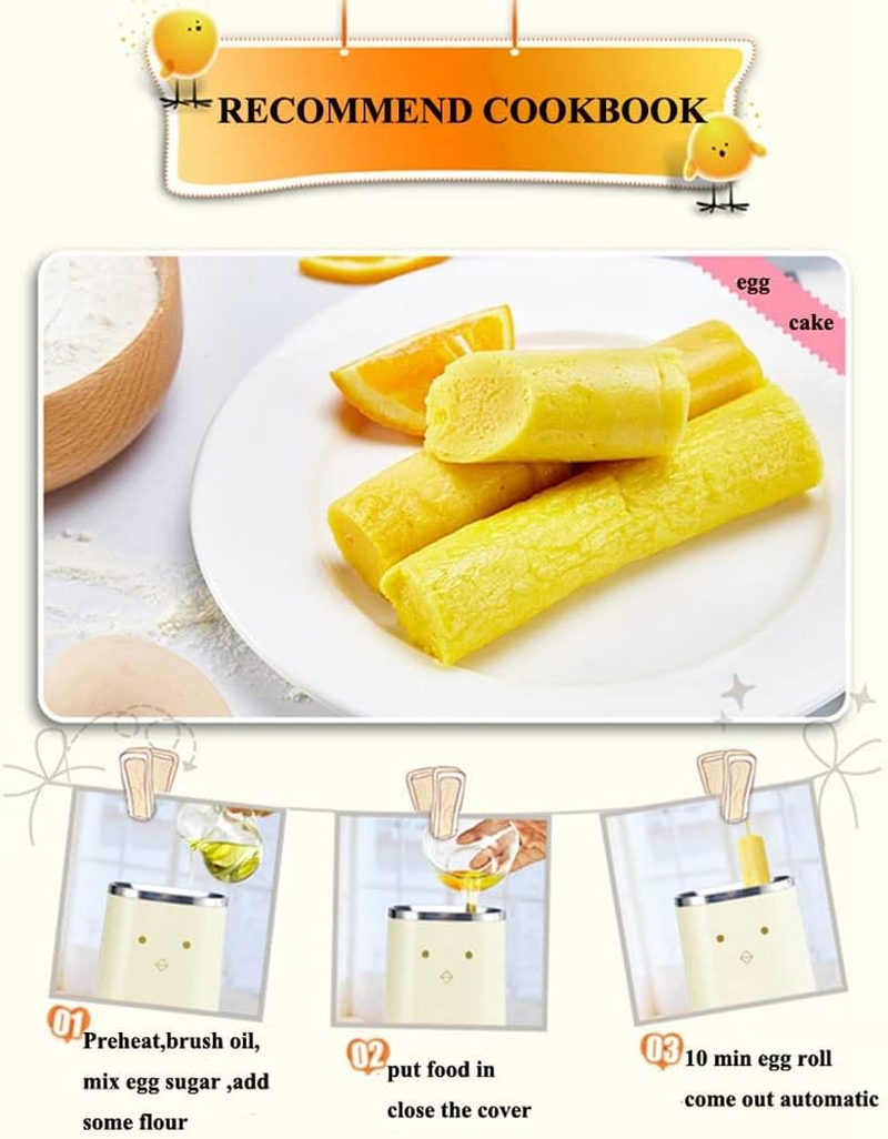 Electric Egg Roll Maker Egg Sausage Machine Omelette Machine Egg Boiler Vertical Nonstick Cooker Egg Cup DIY Breakfast Maker Kitchen Cooking Tool (Size : Double+100 Bamboo) image number 5