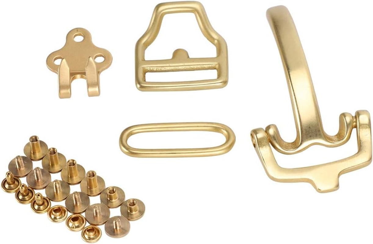 Pure Brass Belt Buckle Set, D-Shaped Polished Brass Buckle for Men and Women, Classic Cavalryman Design, Environmental Protect Wasit Belt Hardware Accessories image number 4