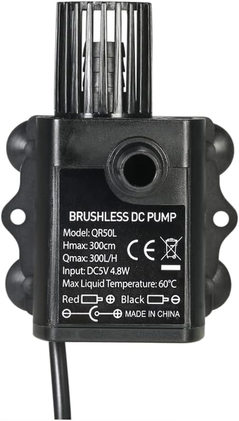 Eacam Ultra-Quiet Mini USB DC5V 4.8W 300L/H Lift 300Cm Brushless Water Pump Waterproof Submersible Fountain with Flow Adjustment Function image number 6