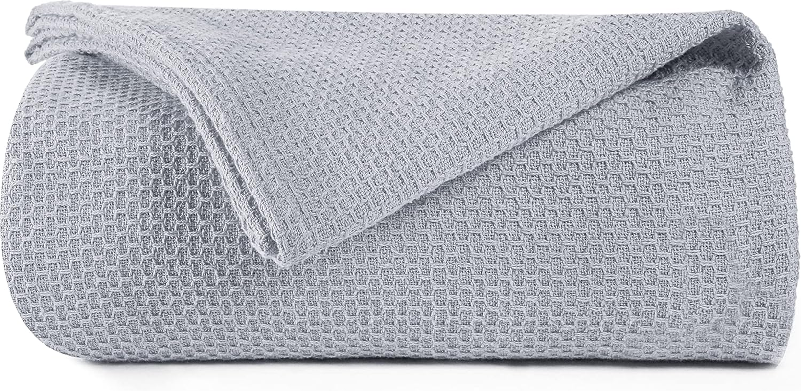 BOUTIQUO 100% Cotton Bed Blanket, Breathable Thermal Blanket King Size, Soft Honeycomb Waffle Blanket 90"X102", Cotton Bed Blanket, Perfect for Layering Any Bed for All Season, Light Grey image number 4