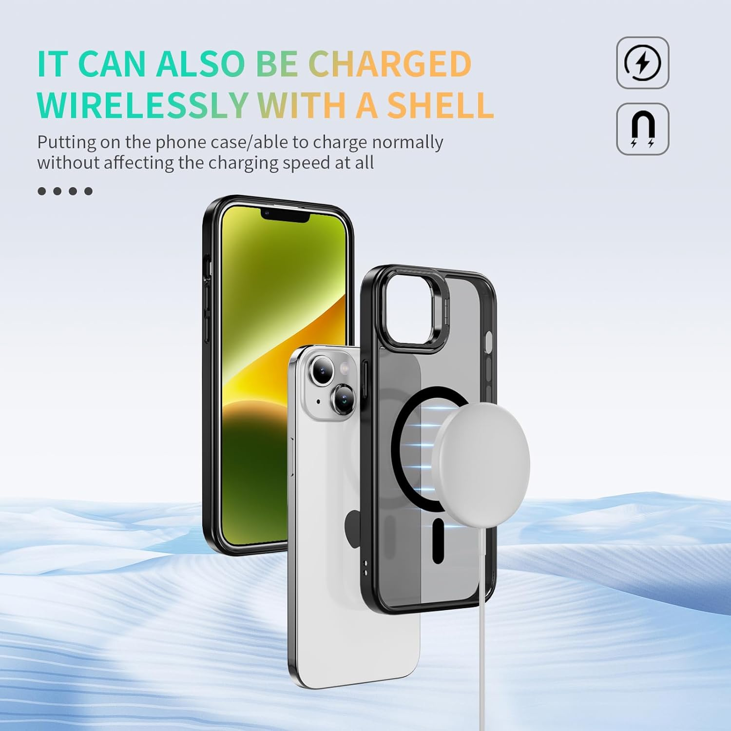 For Iphone 13 Case with Metal Camera Stand [Compatible with Magsafe] Shockproof Cover Translucent Magnetic Case for Iphone 13 (Black) image number 2