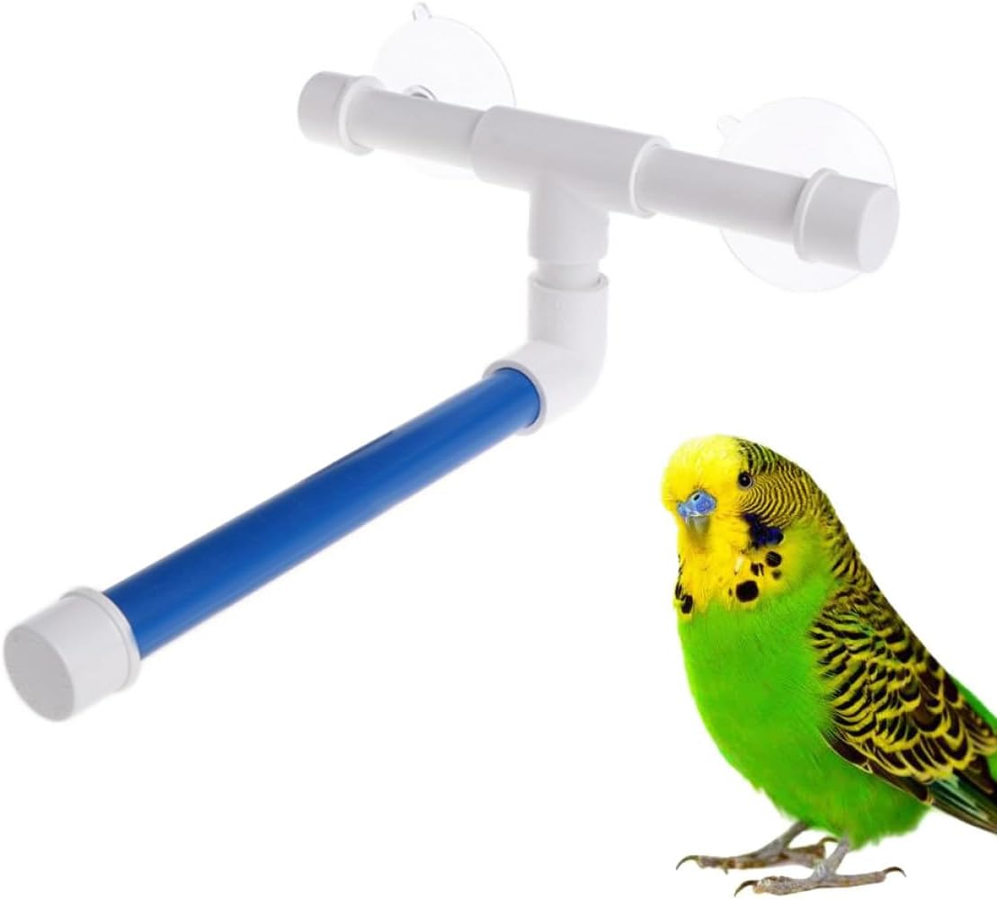 JUMPLAWN Portable Parrot Bird Shower Stand Suction Cups, Window Mounted Bird Bath and Paw Grinding Perch for Indoor Parakeets and Cockatiels image number 6