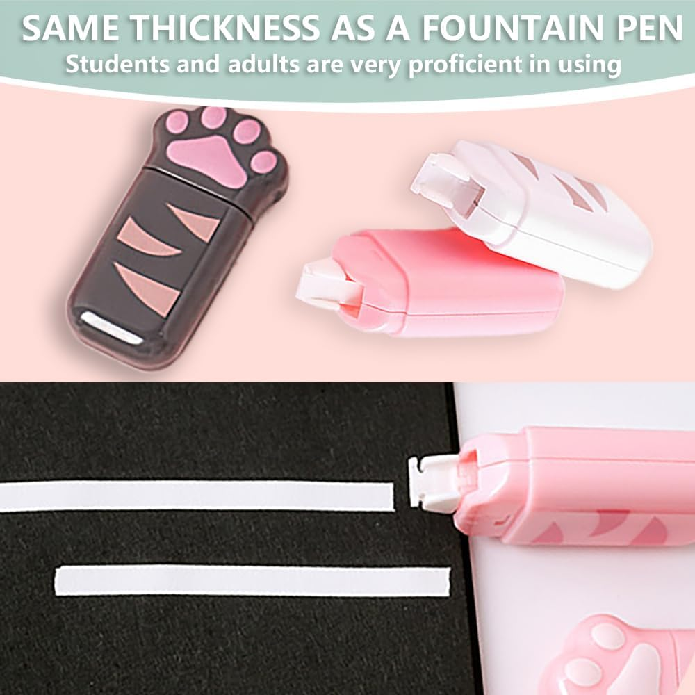 White Corrcetion Tape,6 Pack Mini Japan Corrcetion Tape Pen,With Easy to Use Kawaii Cat Paw Applicator,Cute Stationery Set Kawaii Birthday Gifts Set for Back to School Supplies image number 1
