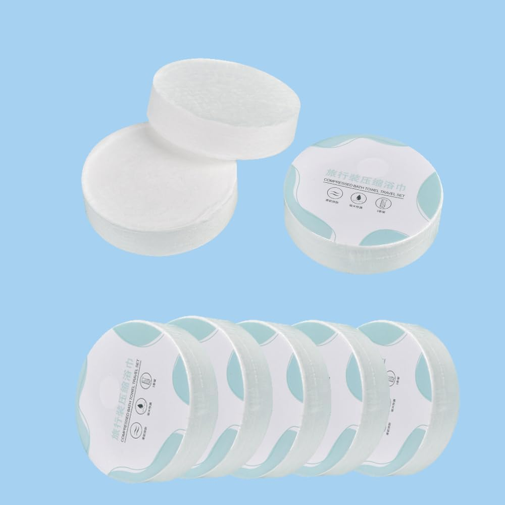 5 Pack Premium Compressed Towel Tablets Disposable Towel 55.1 in X 27.5 in Large Bath Towel Travel Towel Reusable for Hotel Camping Mountaineering Sports Hiking Beach Swimming Vacation