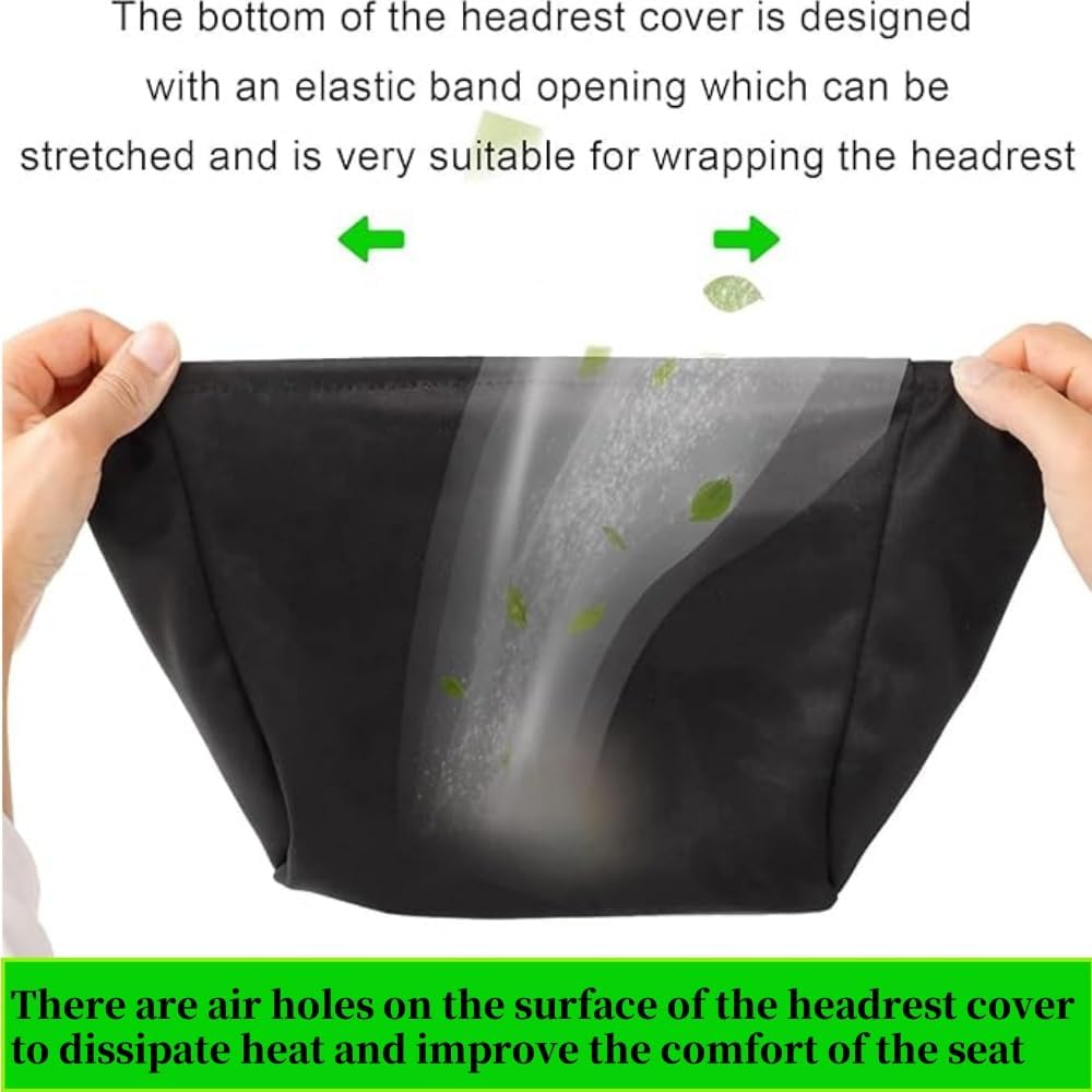 Car Headrest Covers, 4 Pcs Soft Head Rest Cover Protector, Dustproof Washable Head Rest Protector Cover with Elasticated Hems, Universal Car Seat Headrest Cover For, SUV, Truck image number 3