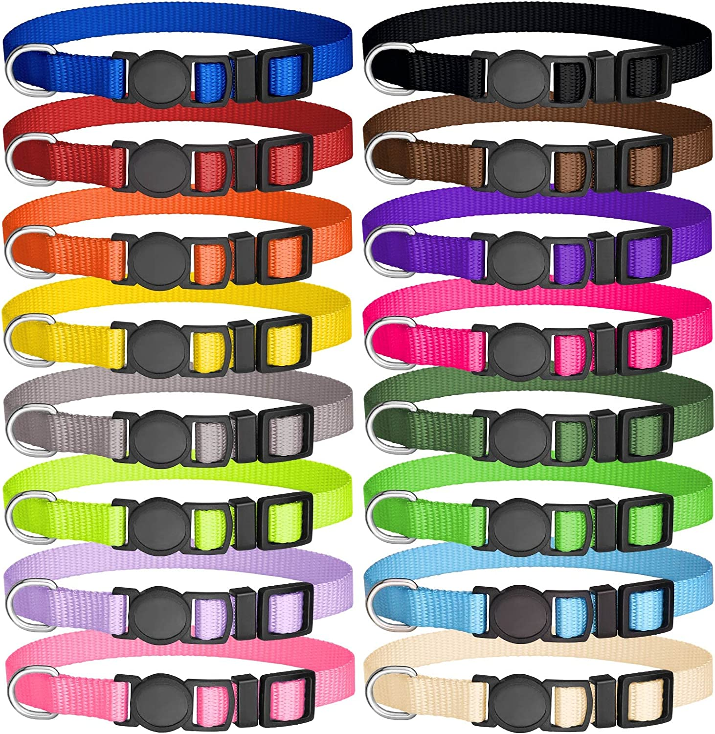 16 PCS Puppy Collars, Safety Buckle Puppy Collars for Litter Nylon Adjustable Puppy Collars for Small Puppies, Breakaway Puppy ID Collars Whelping Collars Pet Supplies,Stuff,Accessories(M) image number 4