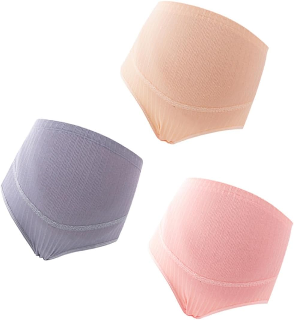3Pcs High Waist Cotton Maternity Panties for Pregnant Women Adjustable Splice Design with Stomach Lift Breathable Soft Nursing Underwear in Random Colors Comfortable Random Color image number 2