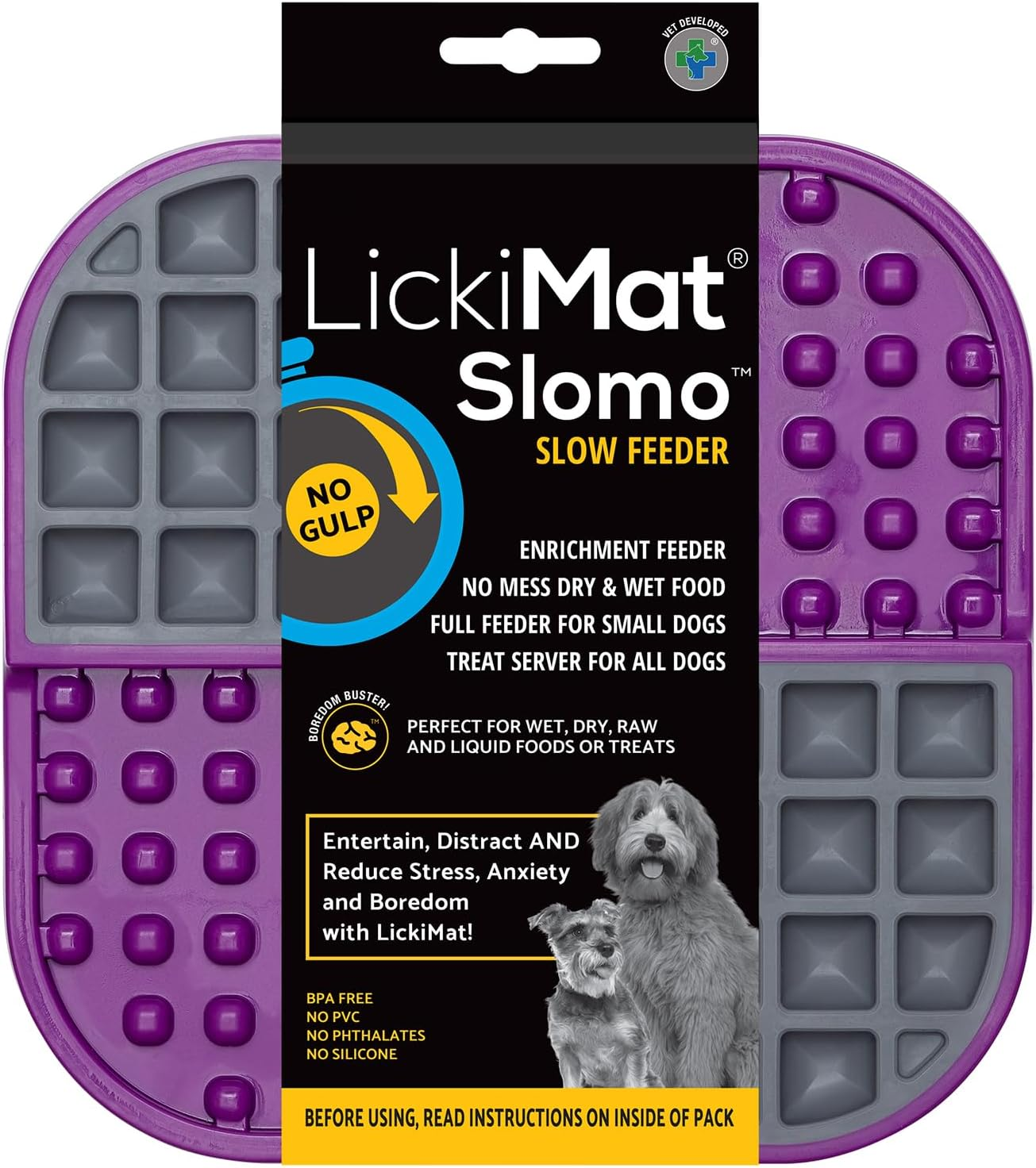 Lickimat Slomo, Original Dog Slow Feeder, Licking Mat and Alternative to Puzzle Feeder. Great Boredom Buster for Dogs (Purple) image number 4