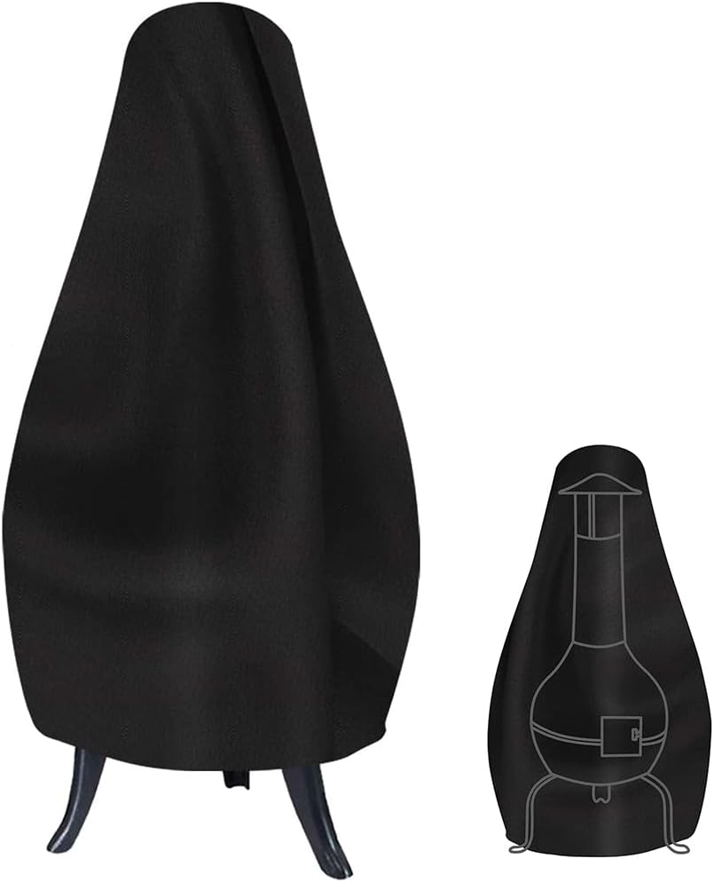 Outdoor Patio Chiminea Cover Skyour Waterproof Durable Wood Burning Chimineas Covers Dustproof Chimney Fire Pit Heater Protector Cover (Black) image number 3