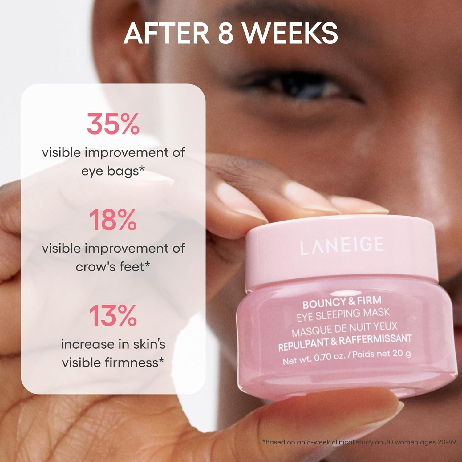 LANEIGE Bouncy & Firm Eye Brightening Sleeping Mask: Peony, Collagen Complex, Depuff, Dark Circle, Hydration, Cooling image number 4