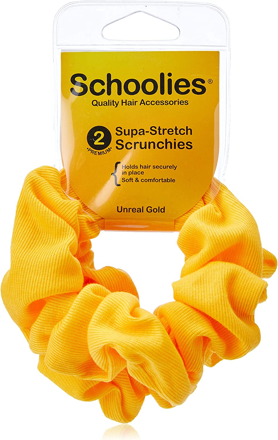 Schoolies Hair Accessories Scrunchie, Unreal Gold, 2 Count image number 2