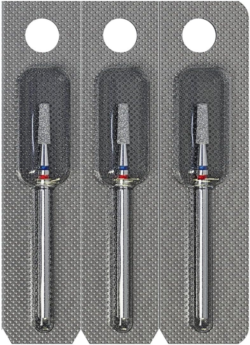 STALEKS PRO by Natury Nails Set of 3 Diamond Cutters Duo Cone Red Blue 2.5 X 8 Mm Cuticle Manicure Pedicure Cone Shape (Soft/Medium Grit) image number 2