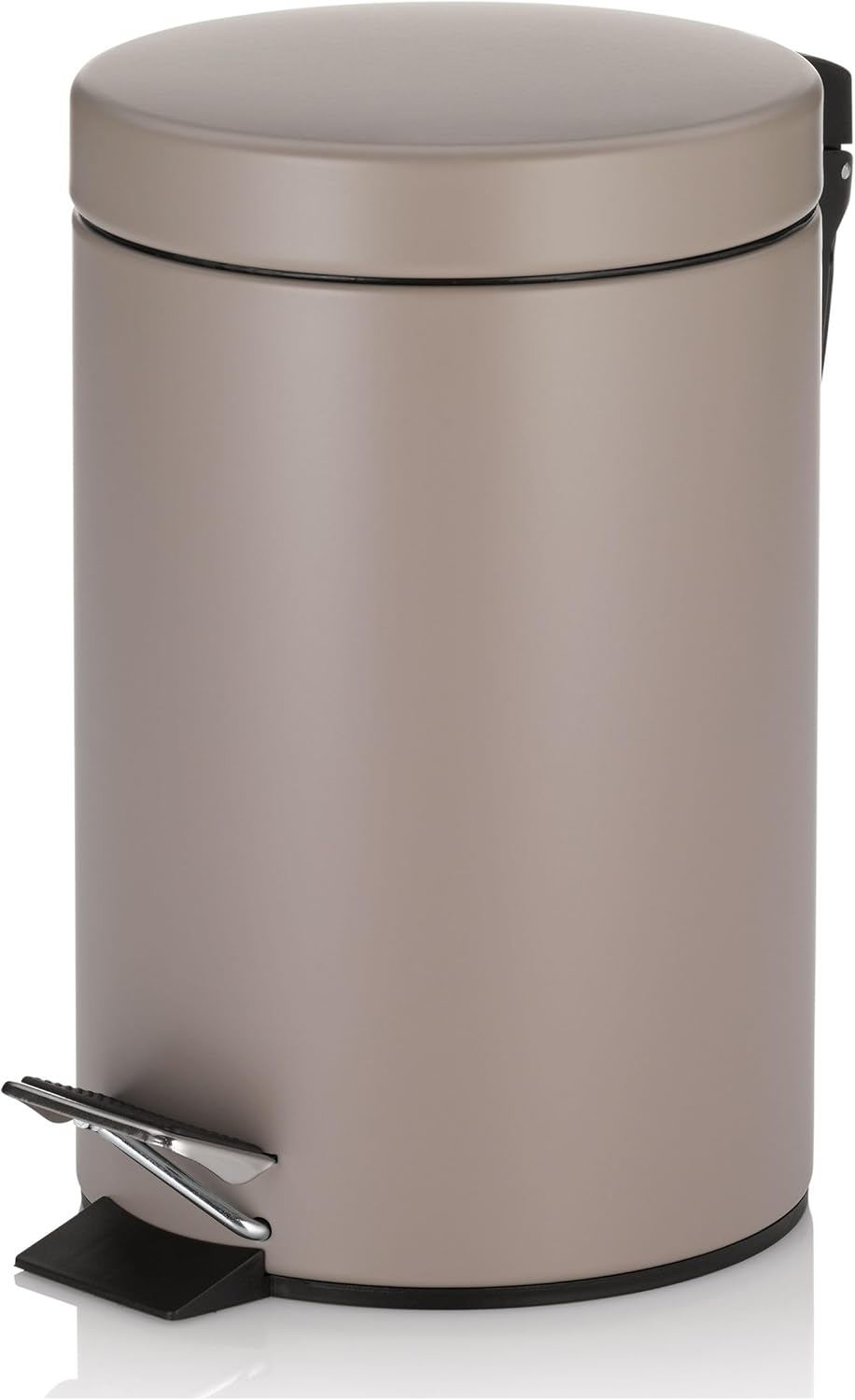Kela Monaco Cosmetic Bin, 3 Litres, Metal Pedal Bin, Bathroom Bin with Inner Bucket and Carry Handle, Matt Cashmere Brown