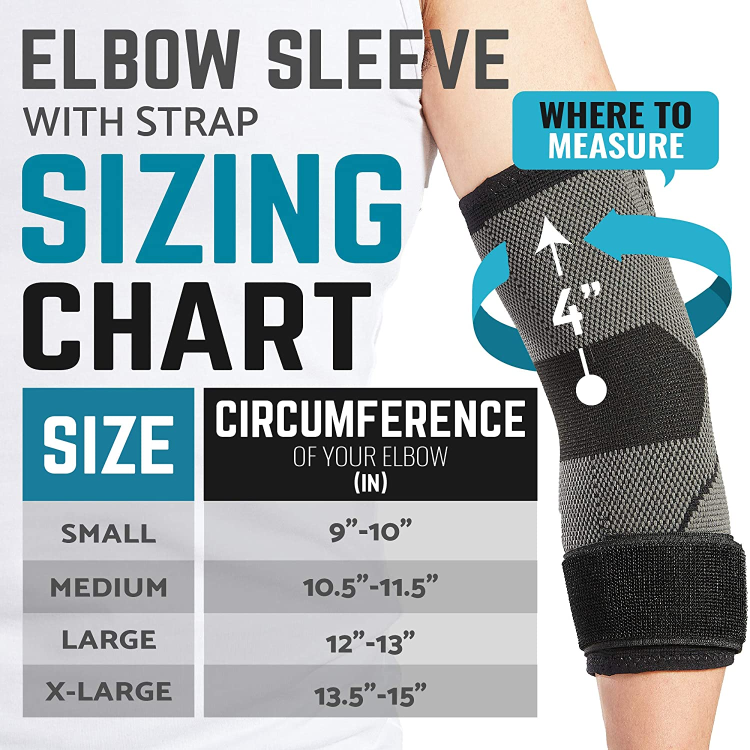 Elbow Brace with Strap for Tendonitis 2 Pack, Tennis Elbow Compression Sleeves, Golf Elbow Treatment (Large) image number 1