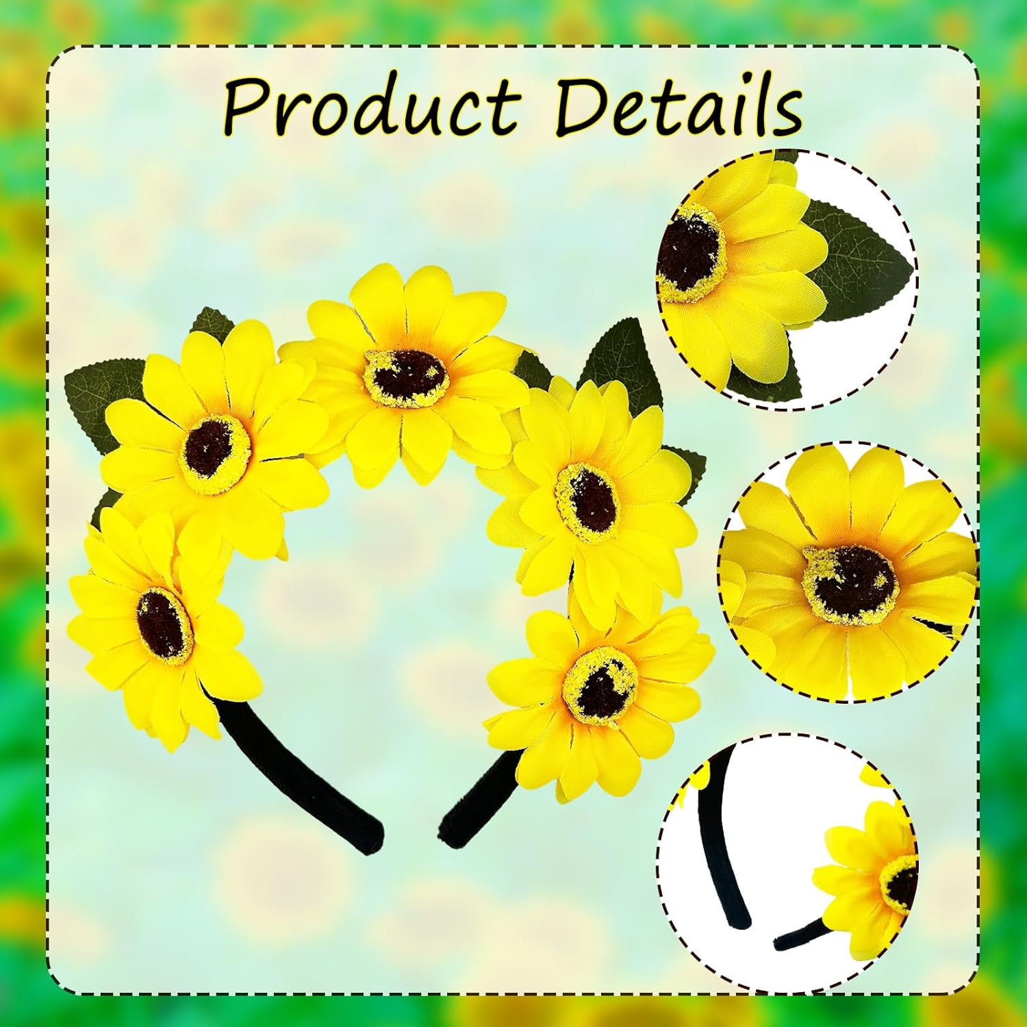 Bliceon Sunflower Headband Flower Wreath for Women and Children Sunflowers Headband for Fancy Dress, Carnival, Festivals, Costumes, Headpiece, Party Accessory image number 3
