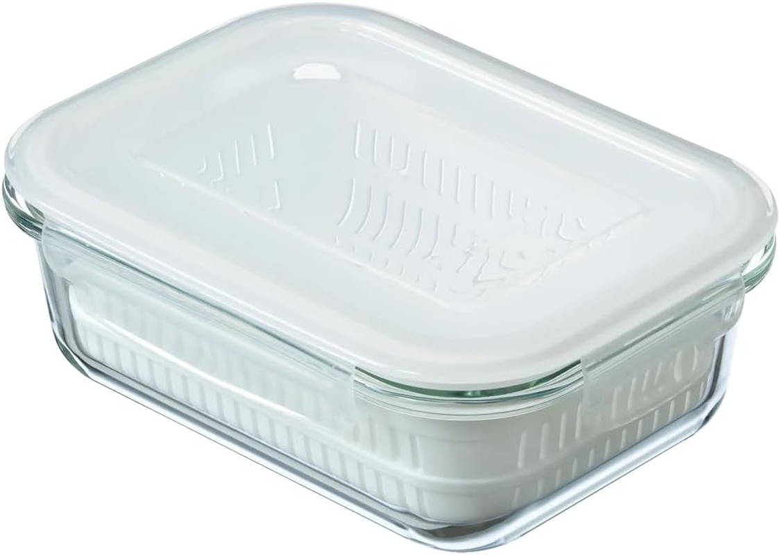 Ishigaki 4336 Heat Resistant Glass Storage Container, Colander Set, Capacity: Approx. 22.9 Fl Oz (650 Ml), Width 6.9 X Depth 5.2 X Height 2.5 Inches (17.6 X 13.2 X 6.4 Cm), Microwave, Oven, Dishwasher image number 4