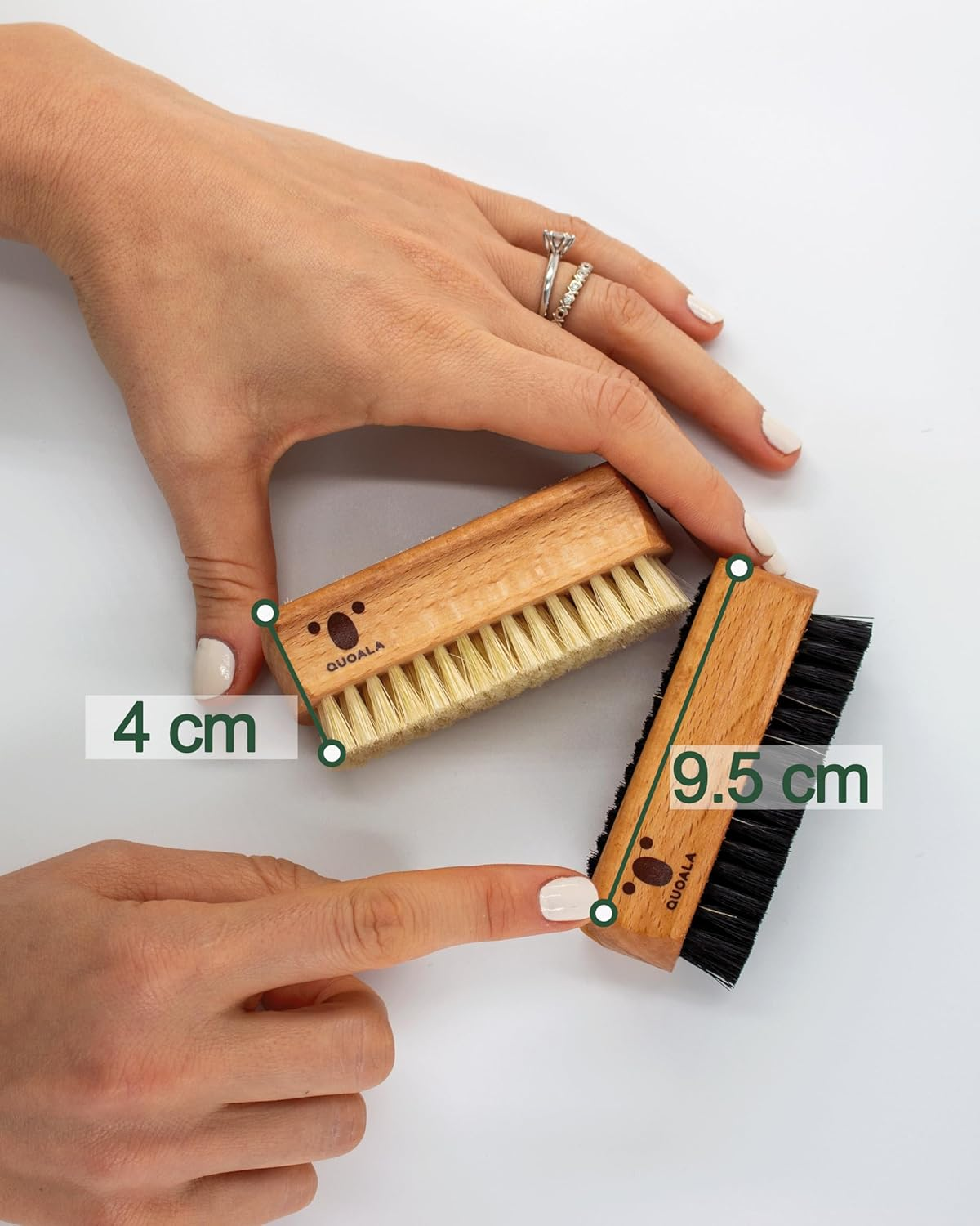 QUOALA Double-Sided Hand & Nail Brush Made of FSC Beech Wood with - for Deep Cleaning, Manicure, Pedicure - Environmentally Friendly, Ergonomic - Made in Germany by QUOALA (Sisal Bristles/Vegan) image number 1
