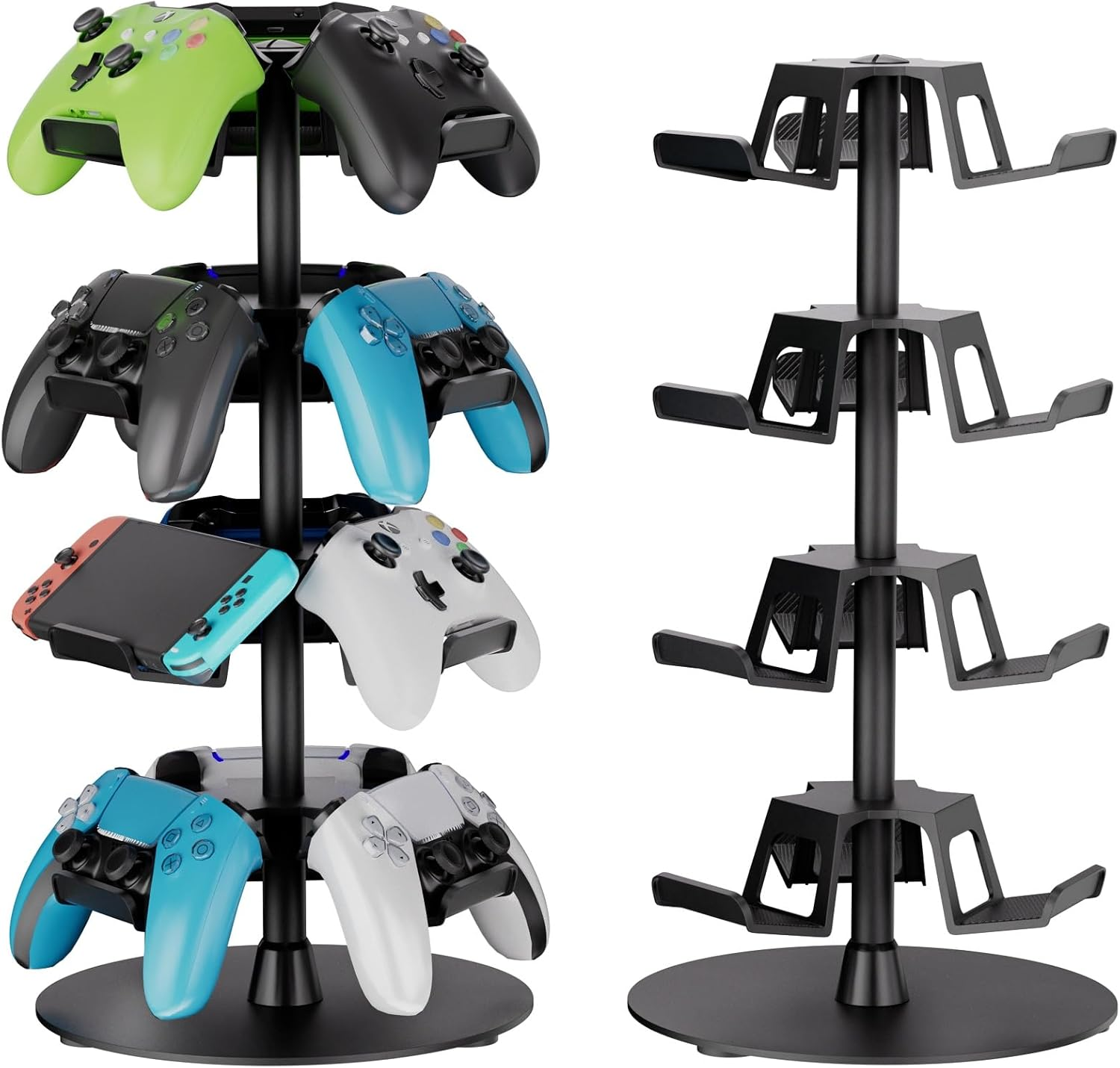 TG-A 3-Tier Game Controller Stand, Holds 12 Controllers, Black Controller Organizer Compatible for Ps4/Ps5/Xbox One/Switch Pro/Headsets, Multi-Device Display and Storage. (3-Tier / Black)