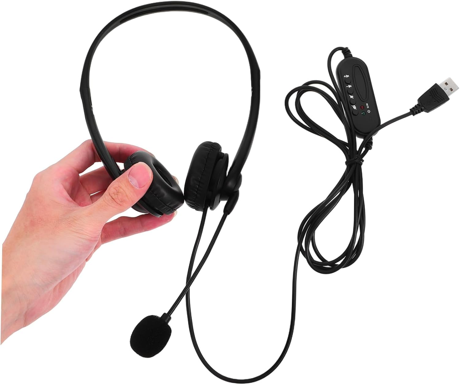 Office Headphones with Noise Cancelling Wired Computer Headset for Study and Business Comfortable Ear Muffs with Built Microphone USB Compatible for Long Use image number 3