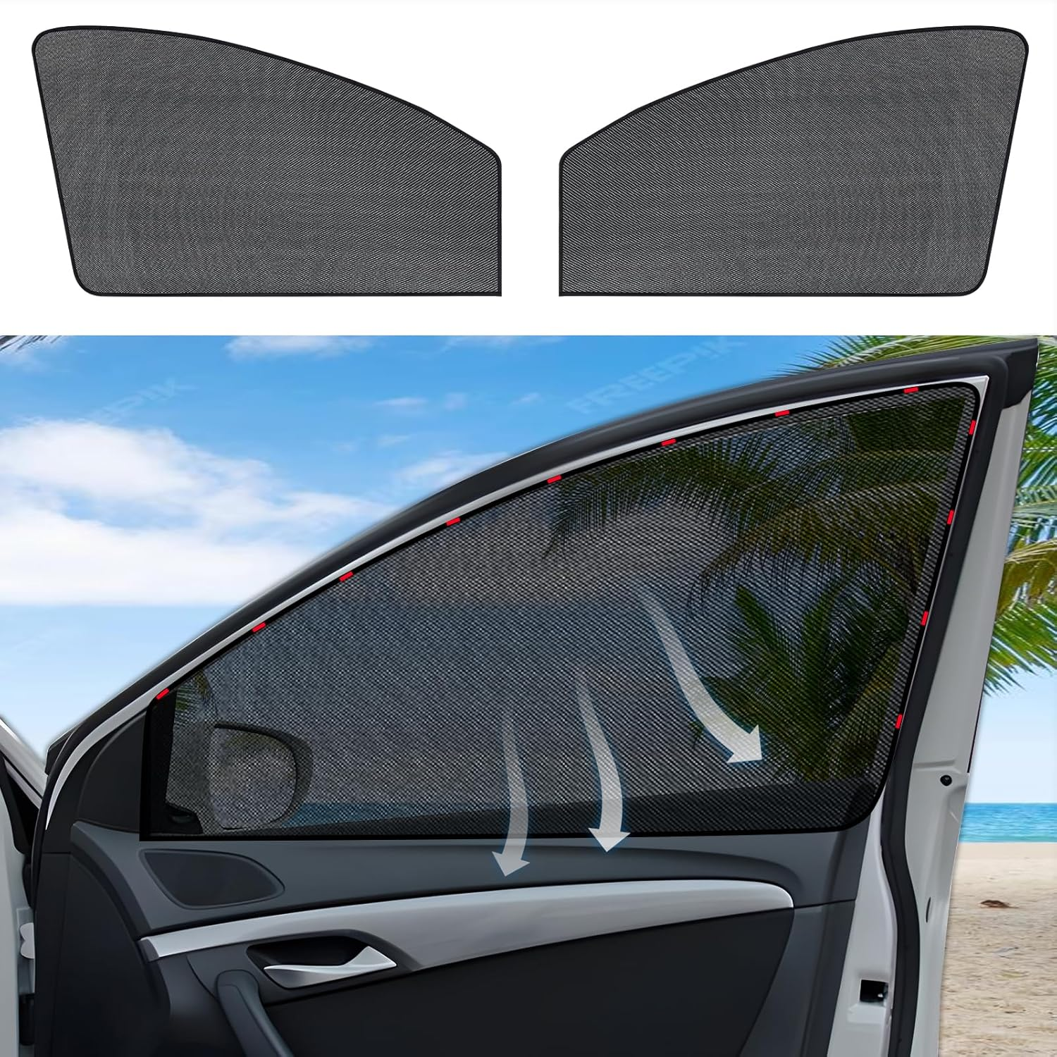ZATOOTO Car Sun Shades for Driver Side Window, Front Window Sun Shade for Car Mesh Shade Protection from Heat and UV for Sleeping Camping
