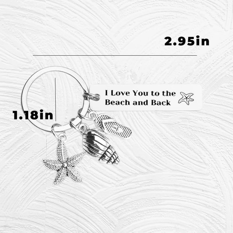 Birthday Gifts for Mom Dad Christmas Birthday Gifts for Boyfriend Girlfriend I Love You to the Beach and Back Keychain Gifts for Grandpa Grandma Beach Lover Women Men image number 5