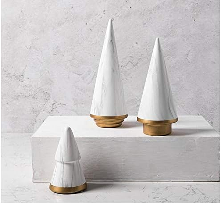 Kiaotime Simple Elegant Ceramic White Gold Christmas Tree Tabletop Counter Centerpiece Mantel Shelf Home Decor Accents Xmas Christmas Tree Decoration Ornament (Complete Set of 3) image number 2